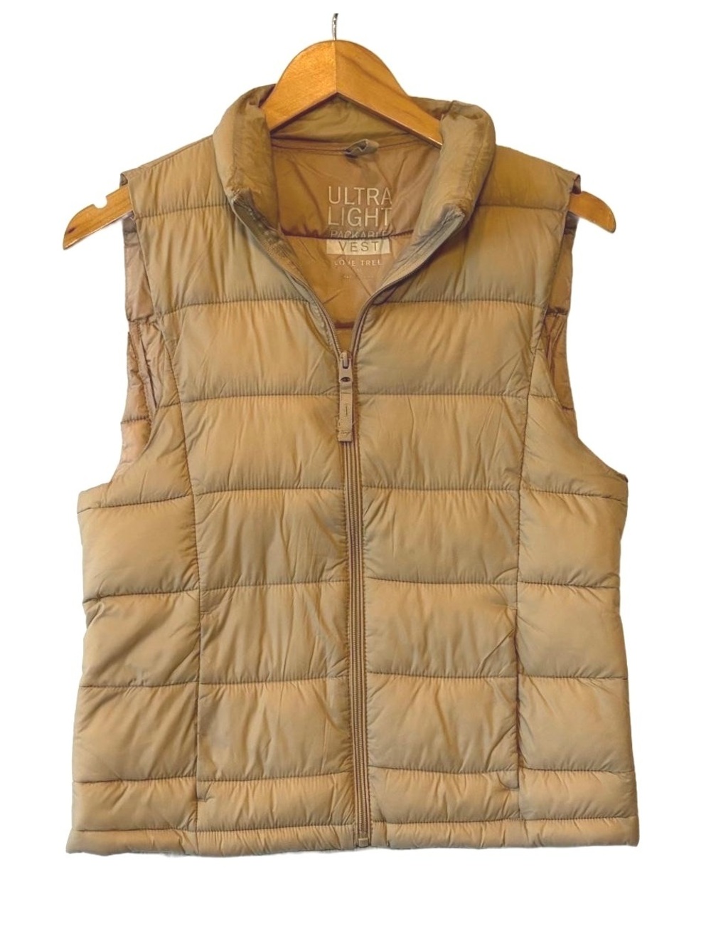 Love Tree Ultra Light Packable Puffer Vest Medium Tan Beige Quilted
